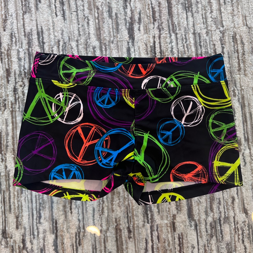 Dori Creations Neon Peace Sign Dance Shorts Size 12-14